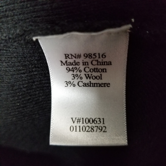 Coldwater Creek Wool Cashmere Sweater Black Ruffle V Neck 3/4 Sleeve 1X Feminine - Picture 5 of 6